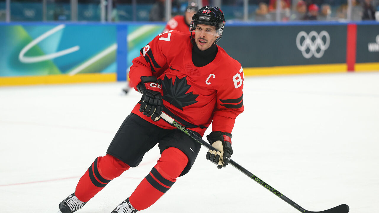 MILAN, ITALY - FEBRUARY 15: Sidney Crosby #87 of Team Canada skates in the first period during the Men's Preliminary Group A match between Canada and France on day nine of the Milano Cortina 2026 Winter Olympic games at Milano Santagiulia Ice Hockey Arena on February 15, 2026 in Milan, Italy.