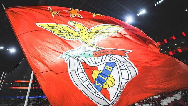 LISBON, PORTUGAL - 2026/02/17: SL Benfica flag seen during the UEFA Champions League 2025/26 Play-offs First Leg match between SL Benfica and Real Madrid CF at Estadio da Luz. Final score: SL Benfica 0 - 1 Real Madrid FC.