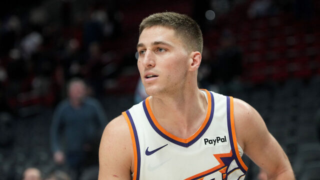 PORTLAND, OREGON - FEBRUARY 03: Collin Gillespie #12 of the Phoenix Suns looks on after the game against the Portland Trail Blazers at Moda Center on February 03, 2026 in Portland, Oregon.