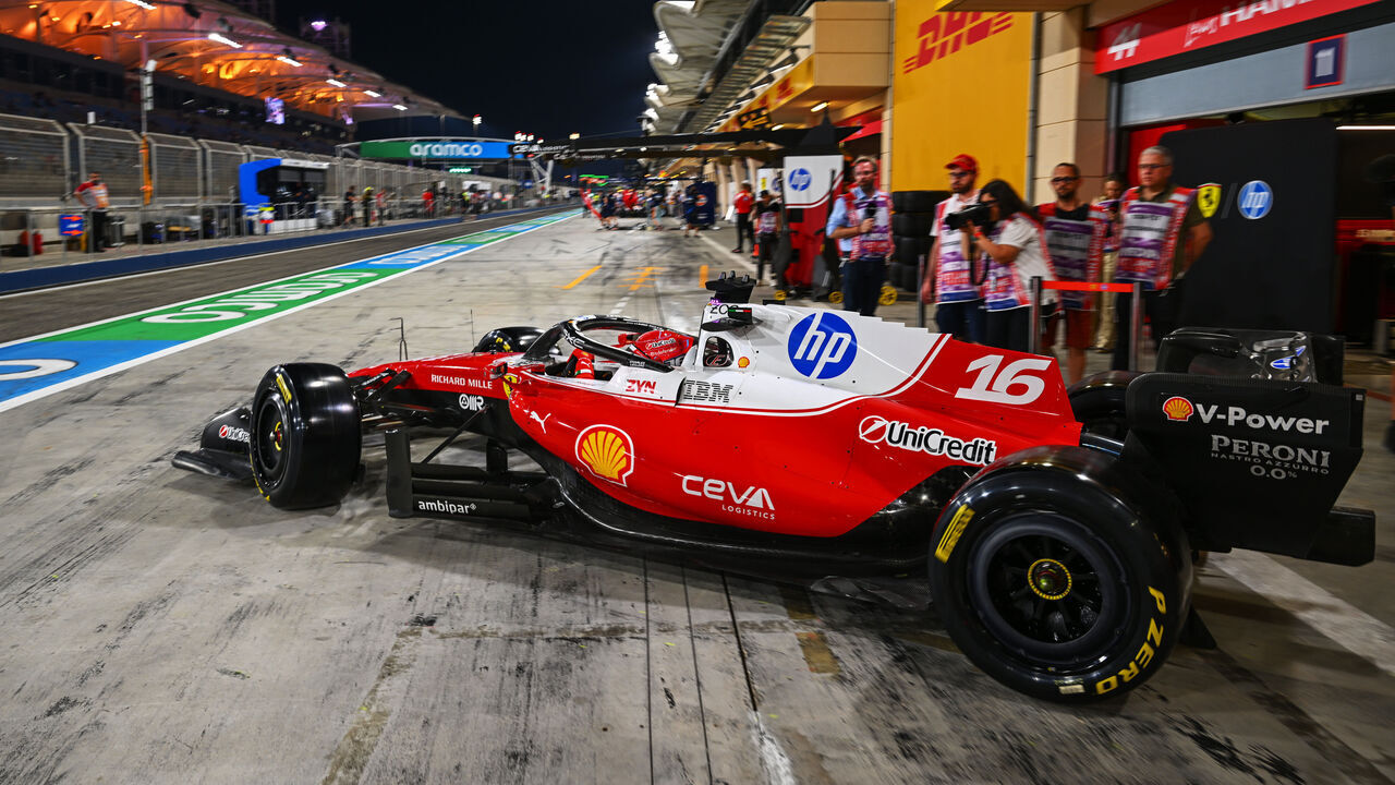 BAHRAIN, BAHRAIN - FEBRUARY 20: Charles Leclerc of Monaco driving the (16) Scuderia Ferrari SF-26 leaves the garage during day three of F1 Testing at Bahrain International Circuit on February 20, 2026 in Bahrain, Bahrain.