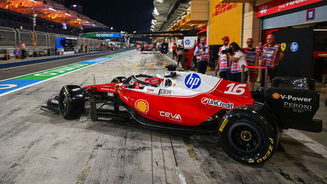 BAHRAIN, BAHRAIN - FEBRUARY 20: Charles Leclerc of Monaco driving the (16) Scuderia Ferrari SF-26 leaves the garage during day three of F1 Testing at Bahrain International Circuit on February 20, 2026 in Bahrain, Bahrain.