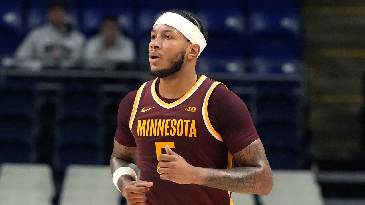 UNIVERSITY PARK, PA - FEBRUARY 01: Jaylen Crocker-Johnson #5 of the Minnesota Golden Gophers looks on during a college basketball game against the Penn State Nittany Lions at Bryce Jordan Center on February 1, 2026 in University Park Pennsylvania.