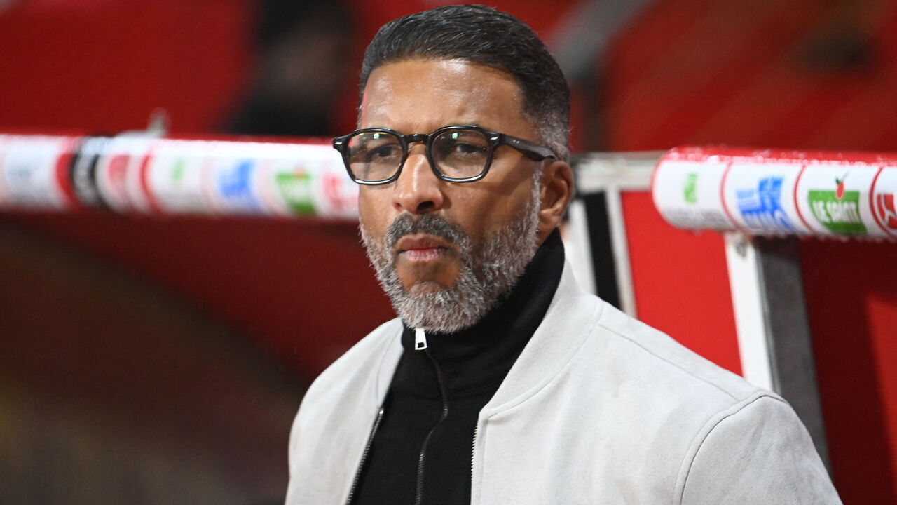 Marseille's Italian newly head coach Habib Beye looks on before the French L1 football match between Stade Brestois 29 (Brest) and Olympique de Marseille (OM) at Stade Francis-Le Ble in Brest, western France, on February 20, 2026.