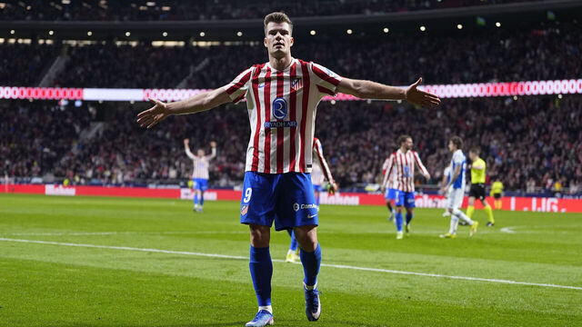 MADRID, SPAIN - FEBRUARY 21: Alexander Sorloth of Atletico de Madrid celebrates a goal during the Spanish League, LaLiga EA Sports, football match played between Atletico de Madrid and RCD Espanyol de Barcelona at Riyadh Air Metropolitano stadium on February 21, 2026, in Madrid, Spain.