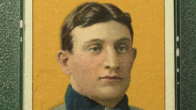370565 02: The famous T206 Honus Wagner baseball card, is shown June 6, 2000 in New York City. The legendary baseball card will be auctioned on eBay beginning on July 5, 2000.