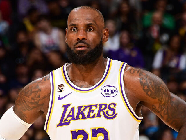 LOS ANGELES, CA - FEBRUARY 22: LeBron James #23 of the Los Angeles Lakers looks on during the game against the Boston Celtics on February 22, 2026 at Crypto.Com Arena in Los Angeles, California. NOTE TO USER: User expressly acknowledges and agrees that, by downloading and/or using this Photograph, user is consenting to the terms and conditions of the Getty Images License Agreement. Mandatory Copyright Notice: Copyright 2026 NBAE