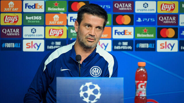 COMO, ITALY - FEBRUARY 23: Head Coach Cristian Chivu of FC Internazionale attends the FC Internazionale press conference at BPER Training Centre at Appiano Gentile on February 23, 2026 in Como, Italy.