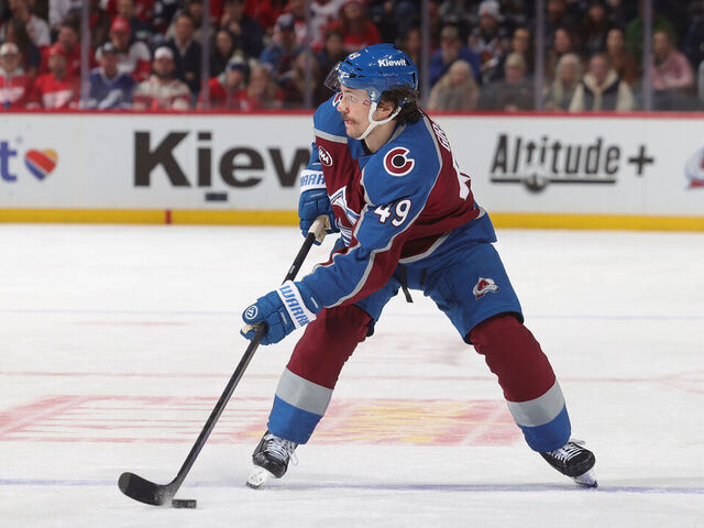 DENVER, COLORADO - FEBRUARY 02: Samuel Girard #49 of the Colorado Avalanche skates against the Detroit Red Wings at Ball Arena on February 02, 2026 in Denver, Colorado.