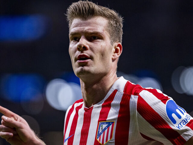 MADRID, SPAIN - FEBRUARY 24: Alexander Sorloth of Atletico de Madrid celebrates his goal during the UEFA Champions League 2025/26 League Knockout Play-off Second Leg match between Atletico de Madrid and Club Brugge KV at Estadio Riyadh Air Metropolitano on February 24, 2026 in Madrid, Spain.