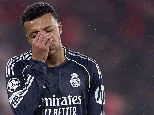 LISBON, PORTUGAL - JANUARY 28: Kylian Mbappe of Real Madrid CF reacts during the UEFA Champions League 2025/26 League Phase MD8 match between SL Benfica and Real Madrid C.F. at Estadio Da Luz on January 28, 2026 in Lisbon, Portugal.