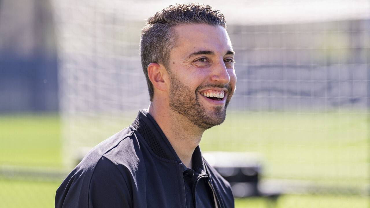 EL CAJON, CA - FEBRUARY 25: Tyler Heaps of San Diego FC visits the training fields before USWNT training at San Diego FC Performance Center on February 25, 2025 in El Cajon, California.