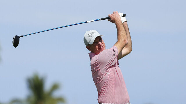 KAILUA KONA, HAWAII - JANUARY 24: Jim Furyk of the United States hits a tee shot on the second hole during the final round of the Mitsubishi Electric Championship at Hualalai 2026 at Hualalai Golf Club on January 24, 2026 in Kailua Kona, Hawaii.