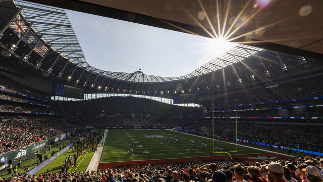 LONDON, ENGLAND - OCTOBER 12: A general view during the NFL 2025 game between Denver Broncos and New York Jets at Tottenham Hotspur Stadium on October 12, 2025 in London, England.""
