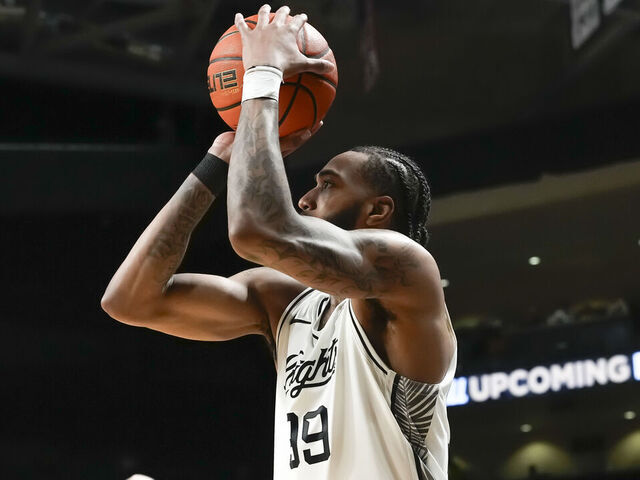 ORLANDO, FL - FEBRUARY 17: UCF Knights forward Jordan Burks (99) shoots the ball during the basketball game between the UCF Knights and the TCU Horned Frogs on February 17th 2026 at Addition Financial Arena in Orlando, FL.
