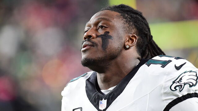 LANDOVER, MD - DECEMBER 20: Eagles wide receiver A.J. Brown (11) prepares before the Philadelphia Eagles versus Washington Commanders National Football League game at Northwest Stadium on December 20, 2025 in Landover, MD.