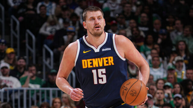 DENVER, CO - FEBRUARY 25: Nikola Jokic #15 of the Denver Nuggets dribbles the ball during the game against the Boston Celtics on February 25, 2026 at Ball Arena in Denver, Colorado. NOTE TO USER: User expressly acknowledges and agrees that, by downloading and/or using this Photograph, user is consenting to the terms and conditions of the Getty Images License Agreement. Mandatory Copyright Notice: Copyright 2026 NBAE