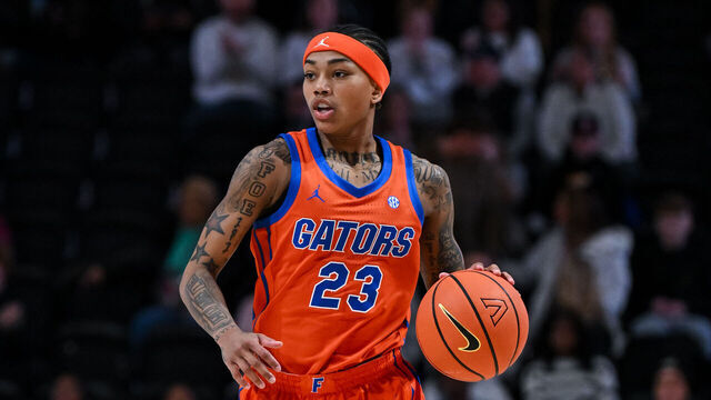 NASHVILLE, TENNESSEE - FEBRUARY 1: Liv McGill #23 of the Florida Gators drives down the court against the Vanderbilt Commodores in the first half at Vanderbilt University Memorial Gymnasium on February 1, 2026 in Nashville, Tennessee.