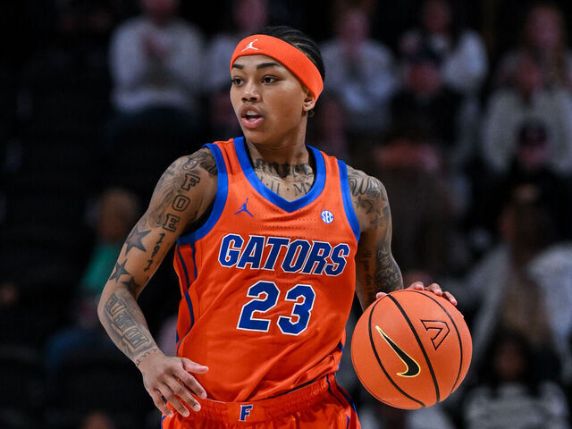 NASHVILLE, TENNESSEE - FEBRUARY 1: Liv McGill #23 of the Florida Gators drives down the court against the Vanderbilt Commodores in the first half at Vanderbilt University Memorial Gymnasium on February 1, 2026 in Nashville, Tennessee.