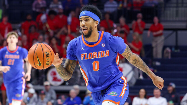 OXFORD, MISSISSIPPI - FEBRUARY 21: Boogie Fland #0 of the Florida Gators drives to the basket against the Ole Miss Rebels during the first half at The Pavilion at Ole Miss on February 21, 2026 in Oxford, Mississippi.