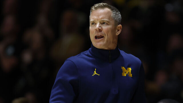 WEST LAFAYETTE, IN - FEBRUARY 17: Michigan Wolverines head coach Dusty May during a men's college basketball game between the Michigan Wolverines and the Purdue Boilermakers on February 17, 2026 at Mackey Arena in West Lafayette, IN.