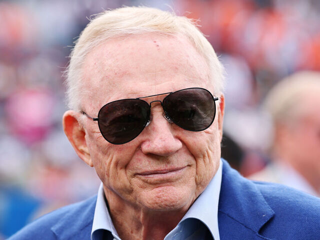 DENVER, COLORADO - OCTOBER 26: Dallas Cowboys owner Jerry Jones looks on a game against the Denver Broncos at Empower Field At Mile High on October 26, 2025 in Denver, Colorado.