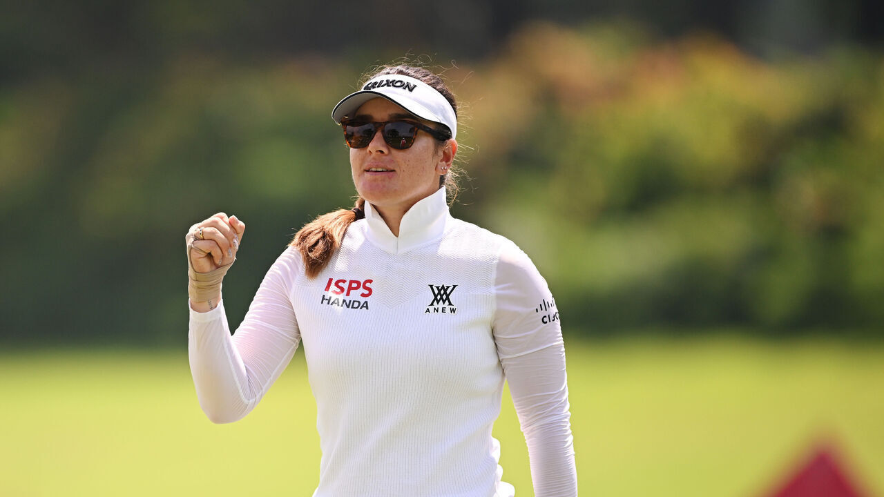 SINGAPORE, SINGAPORE - FEBRUARY 28: Hannah Green of Australia reacts on the fifth green during Day Three of the HSBC Women's World Championship 2026 at Sentosa Golf Club on February 28, 2026 in Singapore, Singapore.