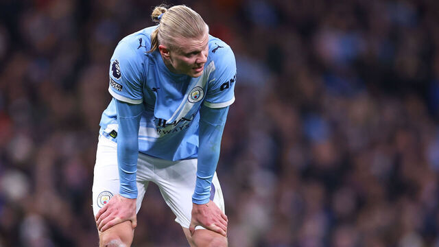 MANCHESTER, ENGLAND - FEBRUARY 21: Erling Haaland of Manchester City during the Premier League match between Manchester City and Newcastle United at Etihad Stadium on February 21, 2026 in Manchester, United Kingdom.