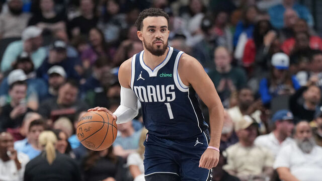 DALLAS, TX - FEBRUARY 27: Tyus Jones #1 of the Dallas Mavericks dribbles the ball during the game against the Memphis Grizzlies on February 27, 2026 at American Airlines Center in Dallas, Texas. Mandatory Copyright Notice: Copyright 2026 NBAE