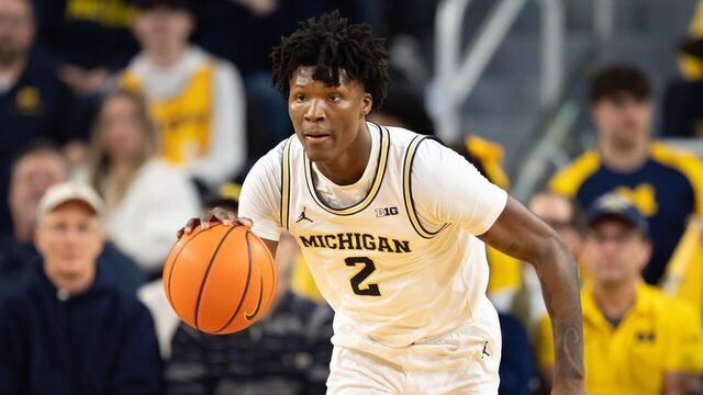 ANN ARBOR, MICHIGAN - FEBRUARY 24: L.J. Cason #2 of the Michigan Wolverines brings the ball up court during the first half against the Minnesota Golden Gophers at Crisler Arena on February 24, 2026 in Ann Arbor, Michigan.