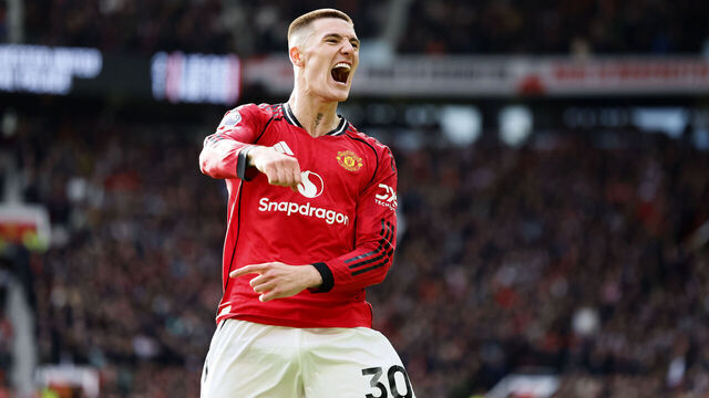 MANCHESTER, ENGLAND - MARCH 1: Benjamin Sesko of Manchester United celebrates 2nd goal during the Premier League match between Manchester United and Crystal Palace at Old Trafford on March 1, 2026 in Manchester, England.