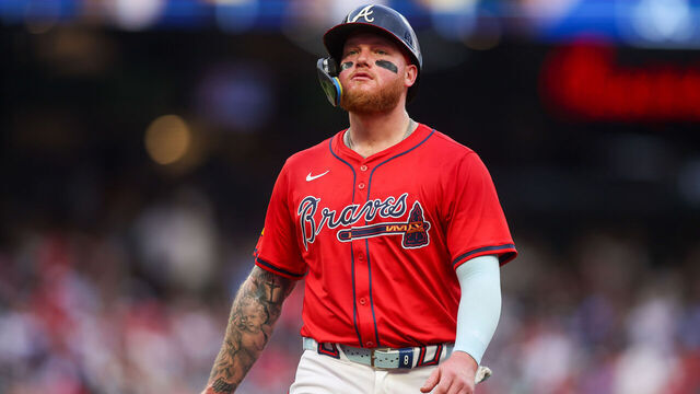 ATLANTA, GEORGIA - JUNE 13: Alex Verdugo #8 of the Atlanta Braves in action against the Colorado Rockies in the third inning at Truist Park on June 13, 2025 in Atlanta, Georgia.
