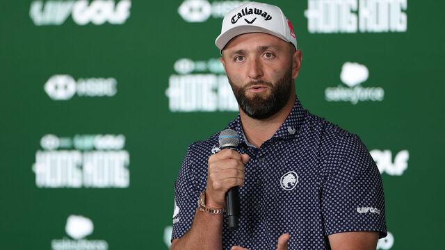 HONG KONG, CHINA - MARCH 03: Jon Rahm of Legion XIII speaks to the media during a press conference ahead of LIV Golf Hong Kong at Hong Kong Golf Club on March 03, 2026 in Hong Kong, China.