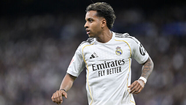 MADRID, SPAIN - MARCH 02: Rodrygo Goes of Real Madrid gestures during the La Liga week 26 football match between Real Madrid and Getafe at Santiago Bernabeu Stadium in Madrid, Spain on March 02, 2026.