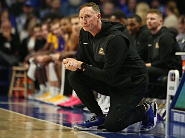 LEXINGTON, KY - NOVEMBER 26: Tennessee Tech Golden Eagles Head coach John Pelphrey in a game between the Tennessee Tech Golden Eagles and the Kentucky Wildcats on November 26, 2025, at Rupp Arena in Lexington, KY.
