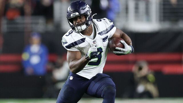 SANTA CLARA, CALIFORNIA - JANUARY 03: Kenneth Walker III #9 of the Seattle Seahawks carries the ball against the San Francisco 49ers during the third quarter of a game at Levi's Stadium on January 03, 2026 in Santa Clara, California.