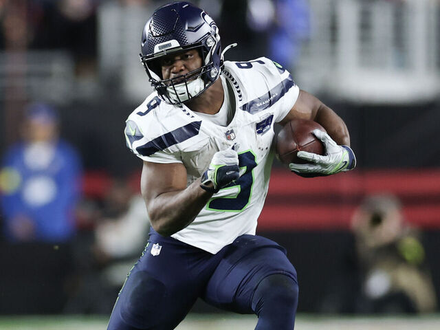 SANTA CLARA, CALIFORNIA - JANUARY 03: Kenneth Walker III #9 of the Seattle Seahawks carries the ball against the San Francisco 49ers during the third quarter of a game at Levi's Stadium on January 03, 2026 in Santa Clara, California.