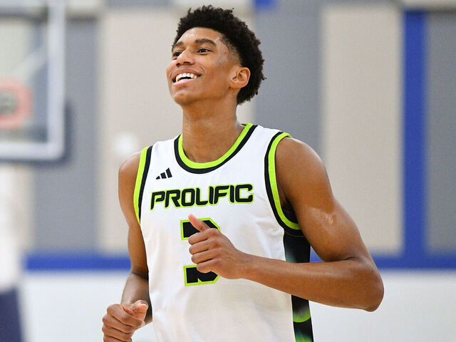 TORRANCE, CA - FEBRUARY 15: Prolific Prep guard Bruce Branch II (3) looks on during the Grind Session Los Angeles high school basketball tournament on February 15, 2026 at El Camino College in Torrance, CA.