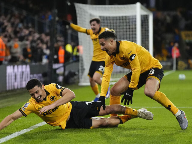 Wolverhampton Wanderers' Andre celebrates scoring their side's second goal of the game during the Premier League match at Molineux, Wolverhampton. Picture date: Tuesday March 3, 2026.