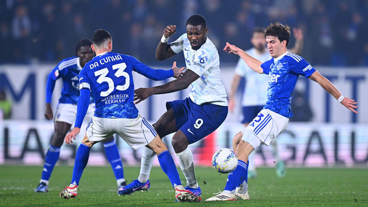 COMO, ITALY - MARCH 03: Marcus Thuram of FC Internazionale in action during the Coppa Italia match between Como 1907 and FC Internazionale at Giuseppe Sinigaglia Stadium on March 03, 2026 in Como, Italy.