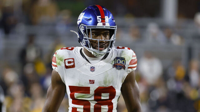 PITTSBURGH, PA - OCTOBER 28: Bobby Okereke #58 of the New York Giants in action against the Pittsburgh Steelers on October 28, 2024 at Acrisure Stadium in Pittsburgh, Pennsylvania.