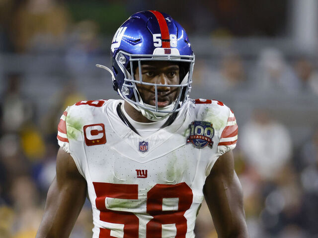 PITTSBURGH, PA - OCTOBER 28: Bobby Okereke #58 of the New York Giants in action against the Pittsburgh Steelers on October 28, 2024 at Acrisure Stadium in Pittsburgh, Pennsylvania.