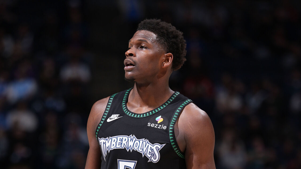 MINNEAPOLIS, MN - MARCH 3: Anthony Edwards #5 of the Minnesota Timberwolves looks on during the game against the Memphis Grizzlies on March 3, 2026 at Target Center in Minneapolis, Minnesota. Mandatory Copyright Notice: Copyright 2026 NBAE