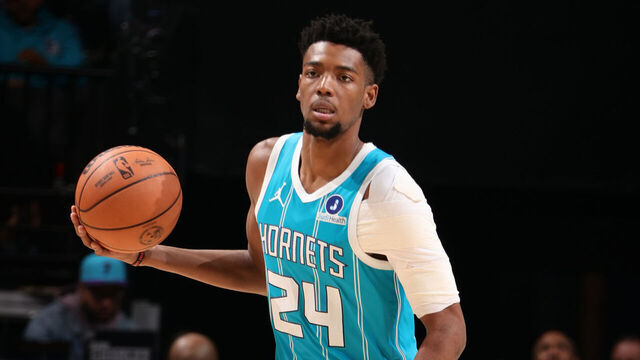CHARLOTTE, NC - MARCH 3: Brandon Miller #24 of the Charlotte Hornets dribbles the ball during the game against the Dallas Mavericks on March 3, 2026 at Spectrum Center in Charlotte, North Carolina. Mandatory Copyright Notice: Copyright 2026 NBAE
