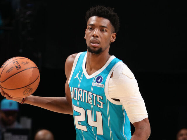 CHARLOTTE, NC - MARCH 3: Brandon Miller #24 of the Charlotte Hornets dribbles the ball during the game against the Dallas Mavericks on March 3, 2026 at Spectrum Center in Charlotte, North Carolina. Mandatory Copyright Notice: Copyright 2026 NBAE