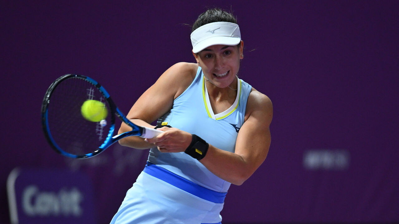 Lucrezia Stefanini of Italy competes in the first round of the Transylvania Open 2026 double game, a WTA250 Tournament, against Jaqueline Cristian of Romania at BT Arena in Cluj-Napoca, Romania, on February 3, 2026.