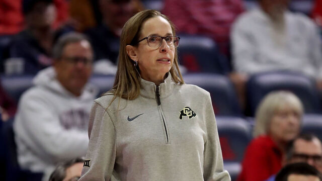 TUCSON, AZ - FEBRUARY 17: Colorado Buffaloes head coach JR Payne during a women's basketball game between the Colorado Buffaloes and the Arizona Wildcats on February 17, 2026, at McKale Center at ALKEME Arena in Tucson, AZ.