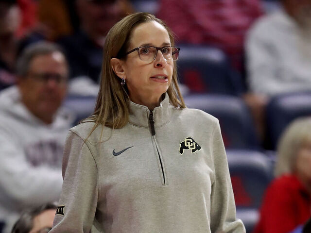 TUCSON, AZ - FEBRUARY 17: Colorado Buffaloes head coach JR Payne during a women's basketball game between the Colorado Buffaloes and the Arizona Wildcats on February 17, 2026, at McKale Center at ALKEME Arena in Tucson, AZ.