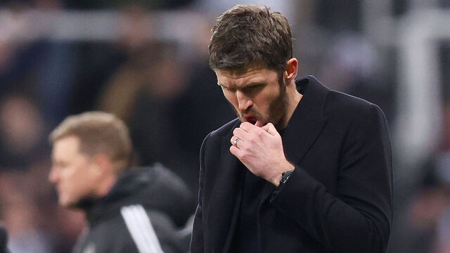 NEWCASTLE UPON TYNE, ENGLAND - MARCH 04: Michael Carrick, Manager of Manchester United, looks dejected following the Premier League match between Newcastle United and Manchester United at St James' Park on March 04, 2026 in Newcastle upon Tyne, England.