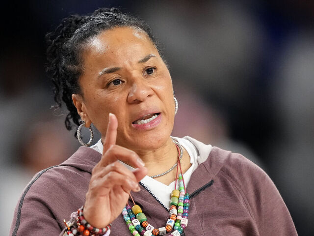 LEXINGTON, KENTUCKY - MARCH 01: Head coach Dawn Staley of the South Carolina Gamecocks reacts in the fourth quarter against the Kentucky Wildcats at Memorial Coliseum on March 01, 2026 in Lexington, Kentucky.