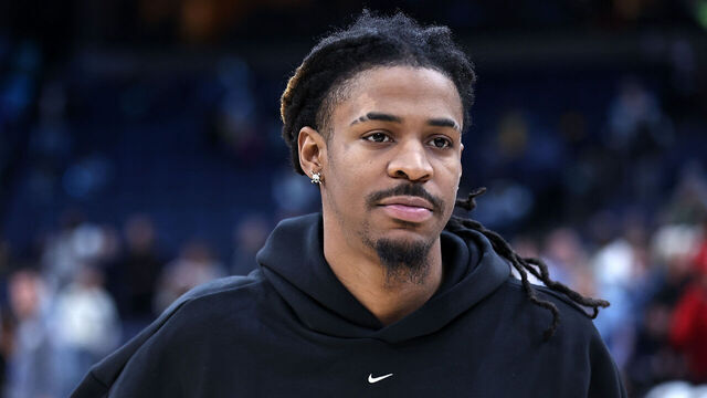 MEMPHIS, TENNESSEE - FEBRUARY 20: Ja Morant #12 of the Memphis Grizzlies looks on after a game against the Utah Jazz at FedExForum on February 20, 2026 in Memphis, Tennessee.